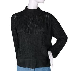 Time and Tru Black Chunky Knit Sweater Size Small Long Sleeve Pullover